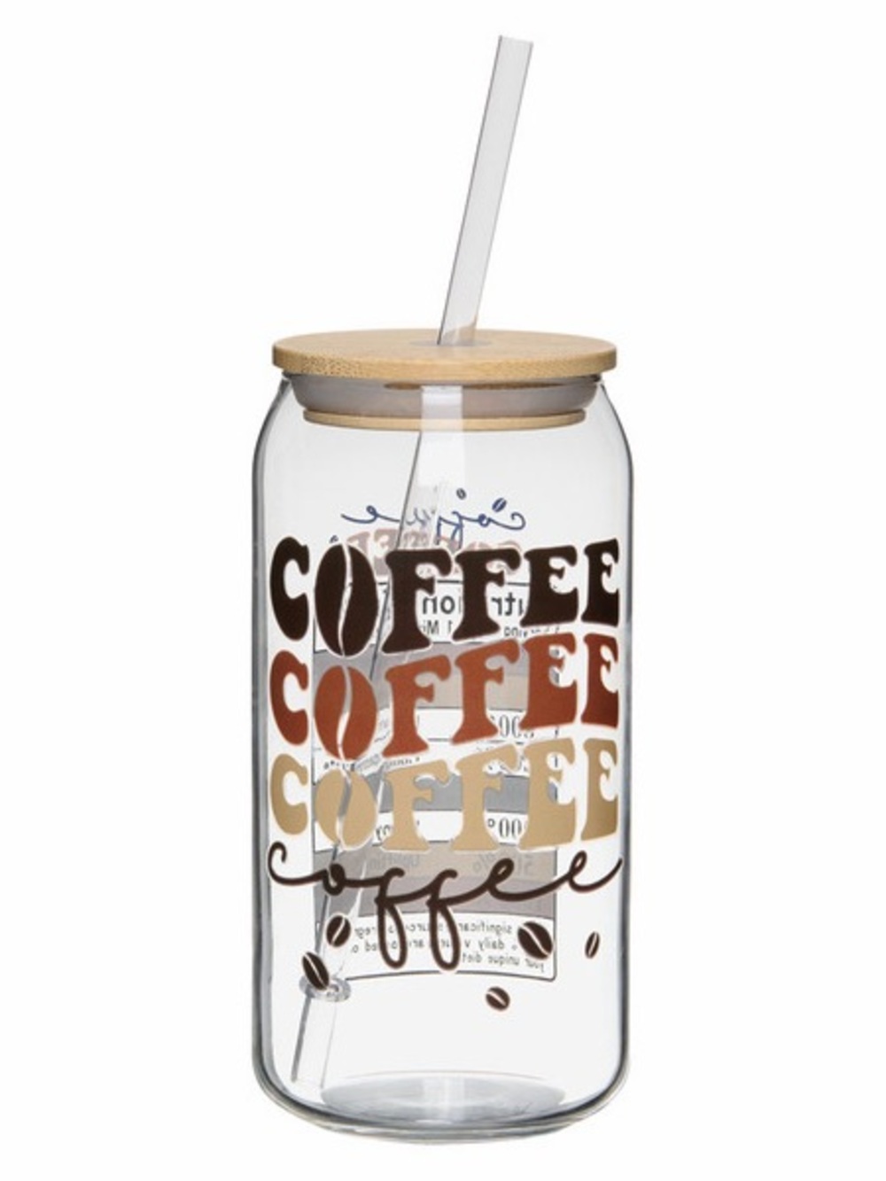 Coffee design Glass Cup with Lid